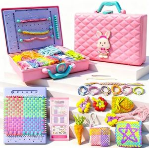 Weaving Loom Kit Toys & Friendship Bracelet Making Kit for Kids, Birthday Christmas Gifts for Girls Ages 6 7 8 9 10-12, Potholder Coaster Rainbow Bands Weaving Kit, Creative DIY Arts and Craft Looms