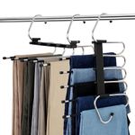 Utopia Home 2 Pack Pants Hangers Space Saving - Clothes Hanger with Stainless Steel Hook & Anti-Slip Design - Closet Organizer for Jeans, Trousers, Skirts, Scarf & Slacks (Black)