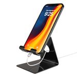 amazon basics Desktop Mobile Stand Phone Mount Tabletop Holder for Phones and Tablets - Black