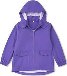 EIGIOO Boys Girls Waterproof Hooded Jackets Lightweight Soft Lining Kids Windbreaker Rain Coats Grape 7 Years