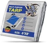 TICONN Heavy Duty Tarp Cover, Extra Thick Tarps Waterproof Tear and Rip Proof UV Resistant Tarpaulin with Reinforced Grommets and Edges (5.5 Mil, 6'x8')