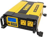 DEWALT DXAEPI1000 Power Inverter 1000W Car Converter with LCD Display: Dual 120V AC Outlets, 3.1A USB Ports, Battery Clamps