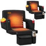 Overmont 2PCS Heated Stadium Seat - Battery NOT Included - 3 Heat Levels Extra Wide Cushion & Back Separately Control 6-Position Recliner with Hooks Pocket - 24.5 in Wider Bleacher Chair for Camping