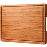 24"x18" Bamboo Cutting Boards, XXL Charcuterie Cheese Platter Serving Tray with Handles and Juice Grooves, Solid Structure, Slim, Durable, Reversible