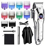 Gabrella Hair Cutting Kit Pro Hair Clippers for Men, Beard Trimmer, Professional Barber Clippers IPX7 Waterproof Cordless Hair Trimmer, Rechargeable Trimmer, Male Grooming Set, Colorful Guide Combs