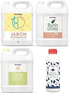 Protección TOTAL Plantas.Jabón Potásico 2l,Aceite de Neem 1l,Purín Ortiga 2l, Cola de Caballo 2l. Insecticida,Fungicida,Acaricida,Bioestimulante,Mosca Blanca,Araña Roja,Oidio,Mildiu,Sostenible