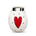 DEMDACO Black White Red Heart 4 x 5 Stoneware Mini Decorative Vase