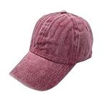 Waldeal Women's Adjustable Plain Baseball Cap DIY Vintage Washed Distressed Dad Denim Hats, Burgundy, One Size