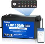 DC HOUSE 12V 150Ah LiFePO4 Lithium Battery with SOC Status Indicators, Bluetooth & Low Temp Cut-off, 12V Lithium Battery up to 15000 Cycles, 120A BMS Perfect for Trolling Motors, Marine, Boat, Solar