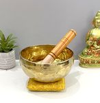 WIGANO Tibetan Singing Bowl 6-inch Bronze Handmade Singing Bowl For Stress Relief Meditation Meditation, Sound Healing, Cleansing, Mindfulness & Relaxation With Leather Stick And Cushion