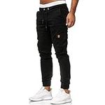 Workout Sweat Pants Men's Sweatpants with Pockets Solid Fleece Heavyweight Long Overalls Casual Hip Hop Cargo Pants Men's Loose-Fit Straight Stretch Twill Cargo Pants Men's JANUK0406GIFT0072 Black