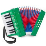 Accordion, 17 Keys Piano Accordion 8 Bass with Straps for Beginners Adults Student Educational Musical Instrument (Green)