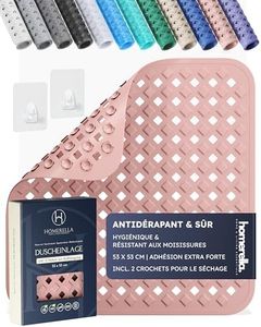 Homerella Tapis de Douche antidérapant Sensible à la Peau 53x53cm, Fixation INCL. | Tapis antidérapant pour la Douche sans BPA | Tapis de Douche résistant aux moisissures & Lavable en Machine