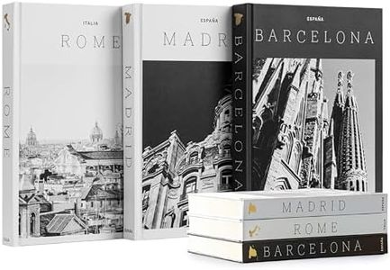 Maplefield Set of 3 XL Decor Books for Coffee, Table, Blank Book Set, Hardcover Decorative Book for Tabletops, Entryway and Bookshelves, Minimalist Home Decor, City Theme - Madrid, Rome, Barcelona