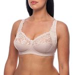 frugue Women's Comfort Non Wired Support Wireless Minimiser Bra Nude UK 40 G