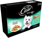 Cesar Deliciously Fresh - Wet Dog Food for Senior Dogs 10+ Mixed Selection in Sauce, 48 Pouches (6 x 8 x 100 g)