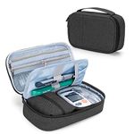 CURMIO Insulin Travel Case for Glucose Meter, Medication, Insulin Pens and Other Diabetes Care Supplies, Diabetic Organizer Case with Detachable Pouches, Black (Bag Only)