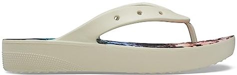 Crocs Women's Classic Platform Flip W Flop, Bone/Multi, 6 UK