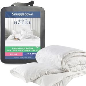 Snuggledown Goose Feather & Down Single Duvet - 10.5 Tog All Year Round Premium Quilt Ideal for Summer & Winter - Soft Cotton Cover, Hypoallergenic, Machine Washable, Size (135cm x 200cm)