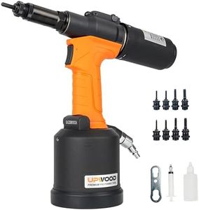UPWOOD Heavy Duty Pneumatic Hydraulic Rivet Nut Tool, HPS6312 air Riveter Automatic Rivet Nut Gun Tool Setting Kit Come with M5, M6, M8, M10, 10-24, 1/4, 5/16, 3/8 Nose-Piece Assembly