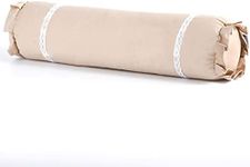 Edomi Lumbar Support Cervical Buckwheat Pillow Neck Roll Pillow Buckwheat Hulls Filling Cooling Round Pillows for Spine and Back Support (16x4 inch, Light-Tan)