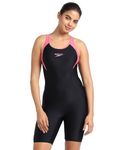 Speedo Women's Endurance Essential Panel Racerback Legsuit Swimwear - Black & Fandango Pink