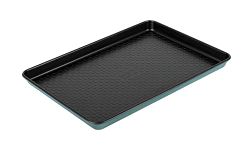 Prestige x Nadiya Oven Tray Non Stick - Baking Tray, Durable Anti Warp Steel, Freezer & Dishwasher Safe Bakeware, 33 x 23cm, Teal with Black Interior, 9" x 13"