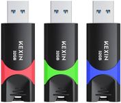 USB Drive 32GB 3 Pack, KEXIN USB 3.0 Flash Drive 32GB USB Stick Thumb Drive USB Drive Swivel Jump Drive Memory Storage 32GB USB 3.0 with LED Indicator(3 Pack Colorful 32GB USB Drives)