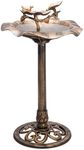 Alpine Corporation 34" Tall Pedestal Birdbath Fountain with Bird and Flower
