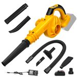 Leaf Blower Cordless with 2 Battery, 2-in-1 Electric Leaf Blower/Vacuum, 6 Variable Speed Up to 180KM/h for Garden Lawn Care Leaf Snow Dust Hair Cleaning, Compatible with MaKita 18V Battery