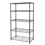 Seville Classics Solid Steel Wire Shelving Storage Unit Adjustable Shelves Organizer Rack, for Home, Kitchen, Office, Garage, Bedroom, Closet, Black, 5-Tier, 30" W x 14" D (New Model)