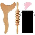 Lymphatic Drainage Massager, 3-in-1 Wood Therapy Massage Tools, Maderoterapia Kit Roller Gua Sha for Back and Muscle Pain Relief, Wood Therapy Tools for Body Shaping, Contouring, Anti-Cellulite