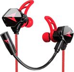 KASOTT Battle Buds Pro in-Ear Gaming Headset with Dual Microphone, Mute and Volume Control, Gaming Earphones Wired for Mobile Gaming, Switch, Xbox One, PS, PC (2#-Red)