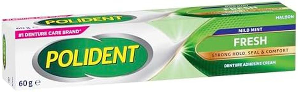 Polident Denture Adhesive Cream, Fresh Mint, 60g | Strong Hold, Seal & Comfort