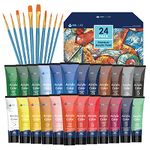 INK LAB Acrylic Paint Set 24 Colours Acrylic Paints in Tubes Non Toxic for Artists Beginners Painting on Canvas Wood Fabric Rocks, 36ml/Tube, Rich Pigment