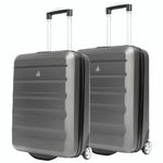 Aerolite 55x40x20cm Ryanair Priority Max 40L Lightweight Hard Shell Eco Friendly Carry On Hand Cabin Luggage Travel Suitcase 55x40x20 with 2 Wheels & TSA Approved Lock (2X Charcoal)