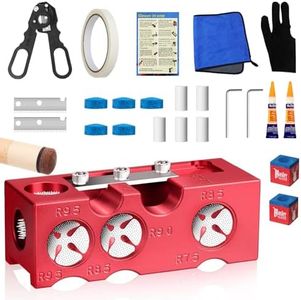 11-in-1 Aluminum Alloy Pool Cue Tip Shaper, Pool cue tips replacement kit, Billiards accessories tool, pool stick tips, pool table accessories for Replacement and Shaping Cue Tips (Blue) (red)