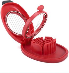 Egg Slicer for Hard Boiled Eggs,Easy to Cut Egg into Slices, Wedge and Dices, Sturdy ABS Body with Stainless Steel Wires,Non-slip Feet,Dishwasher Safe, BPA Free(RED)