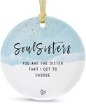 Always Soul Sister Ornaments Gift 2024, Christmas Forever Sisters Ornaments for Tree, Big Sisters Ornament,Sisterhood Friendship Hangings with Gift Box Greeting Cards