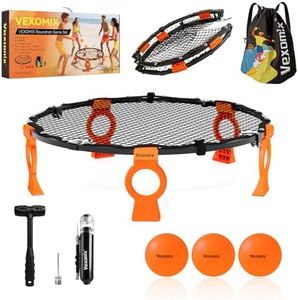 Upgraded Foldable Outdoor Games Sets (Includes 3 Balls, Pump, Carrying Case and Rules), VEXOMIX Metal Roundnet Game for Family Yard, Outdoor Lawn, Beach & Tailgating-Orange
