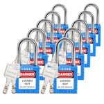 Boviisky 10 Pcs Blue Safety Padlock