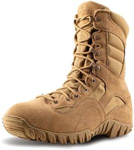 TACTICAL RESEARCH 8 Inch Combat Boots for Men - Lightweight Hot Weather Military Boots for Men - Multi-Terrain Army OCP ACU - Coyote Brown Leather & Nylon - Vibram Traction Outsole - 9.5
