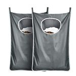 Hanging laundry hamper bag Behind door Space Saving with Stainless Steel Hooks Zip, For Bathroom,Kids room,Travel,College Dorm,2pack(Extra Large-Dark Grey)