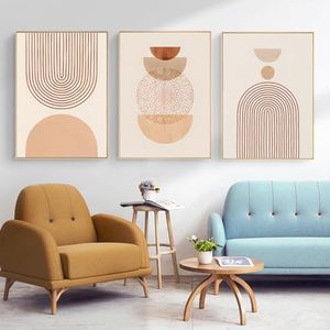 KXHHYB Abstract Line Geometry Posters, cuadros modernos, bohemios, decoración de pared, juego de 3 unidades, línea de arte geométrico, póster de pared sin marco (B, 40 x 60 cm x 3)
