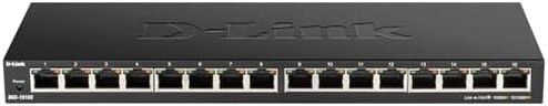 D-Link 16-Port Gigabit Ethernet Unmanaged Desktop Switch, SOHO, Fanless, Metal, Energy-Efficient Ethernet, QoS, Quiet Operation (DGS-1016S)