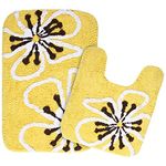 Saral Home Cotton Bathmat with contour mat(Yellow, 40X60 CM)