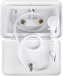 OYMOV RV Exterior Shower Box Kit with Lock for Outside, Outdoor Non-Metallic RV Accessories for RVs, Fifth Wheels, Motorhomes, Travel Trailers, Campers - White