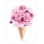 Ice Cream Wall Poster Sticker - Flower Ice Cream Wall Poster - Cone ice Cream Wall Sticker - 300GSM - Glossy - Strong Adhesive