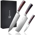 PAUDIN Chef Knife Set of 3, Sharp Knife Set, High Carbon Stainless Steel Japanese Knife Set with Pakkawood Handle, Kitchen Knife Set Include Chef Knife, Nakiri Knife and Paring Knife