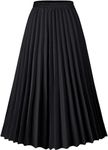 comefohome Black Skirt for Women UK Pleated Long Maxi Elasticated Summer A Line Boho Ladies Skirts L